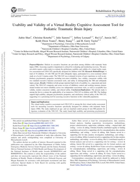 Validity and usability for digital cognitive assessment tools to .