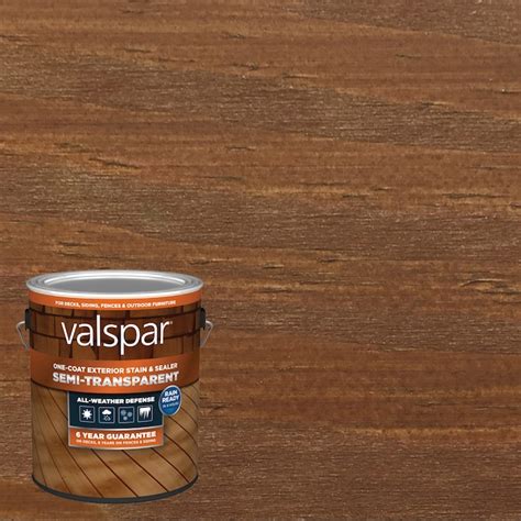 Valspar pine bark solid stain. Semi-transparent stains offer more color while allowing some grain to show through. Transparent stains provide minimal color, showcasing the wood’s natural beauty. Semi-transparent provides superior UV protection and durability, but transparent stains give a more natural, rustic look. Consider grain visibility, color, and protection needs ... 