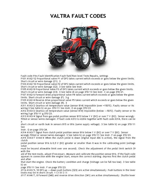 Valtra n series fault codes.  Check View and Download Valtra N82h servic...