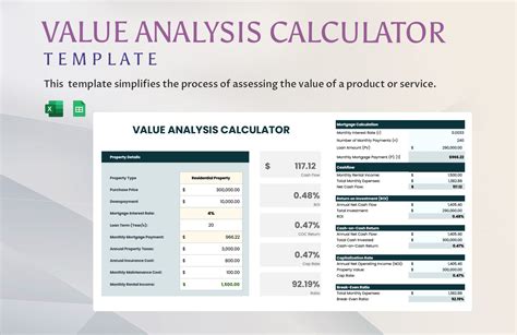 Value Analysis Calculator Template For Excel