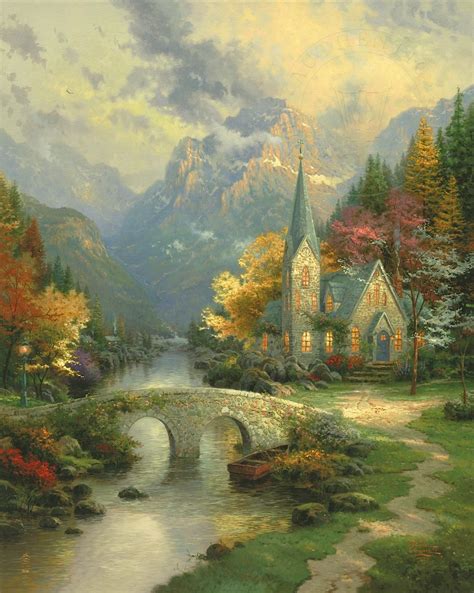 Thomas Kinkade paintings depicing idyllic subjects and luminous highlights are some of the most collected art in the world.. 