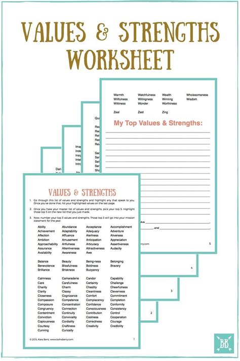 Values And Goals Worksheet