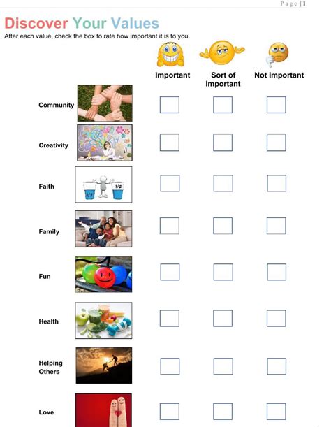Values interactive worksheet