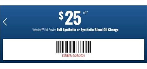 Valvoline Oil Change Coupons $25 Off Printable