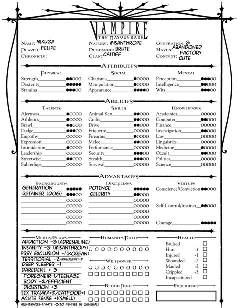 Vampire The Masquerade Character Sheet Program Software Free Download