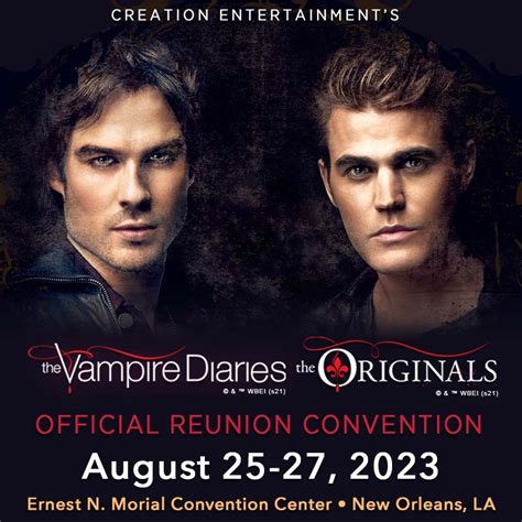 Vampire diaries and originals convention 2023. THE VAMPIRE DIARIES/THE ORIGINALS OFFICIAL REUNION CONVENTIONS. Creation Entertainment's The Vampire Diaries/The Originals Official Reunion Conventions. See your favorite stars from one of television's most popular genre series. Autographed photos and photo ops. Special Events and more! 