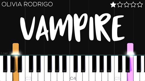 Vampire piano sheet music. Score Type Interactive, PDF, Included with PASS. Writer Olivia Rodrigo Daniel Nigro. Format Digital Sheet Music. Pages 6. Arrangement Easy Piano. Publisher Hal Leonard. Product ID 1358860. Instruments Piano/Keyboard. Download and Print vampire sheet music for Easy Piano by Olivia Rodrigo from Sheet Music Direct. 