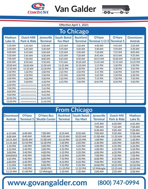 Van galder schedule madison to chicago. Operator Name: Van Galder Bus Schedule Details: O'Hare Airport Express Effective From October 10, 2023 Onward 