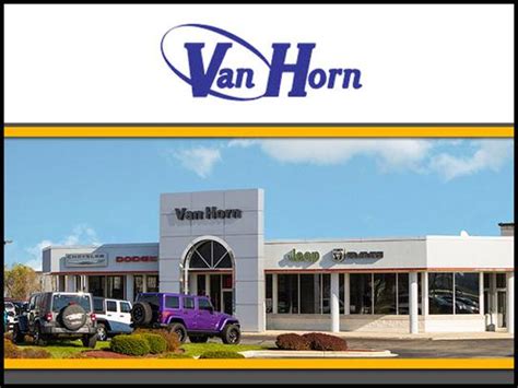 Van horn manitowoc. Test drive a vehicle, find OEM parts, buy accessories and get Mopar certified service on repairs, oil changes, tire replacements and more. 