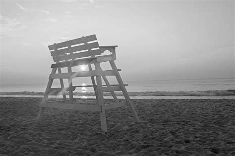 Vance Ave Lifeguard Sunrise I Lavallette B/W by Richard Pasquarella