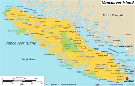 RF 2CTD4NK–Map of Vancouver Island (Nanaimo, Victoria, Tofino) and Greater Vancouver. Canada, British Columbia. Simple map with optimized shapes.