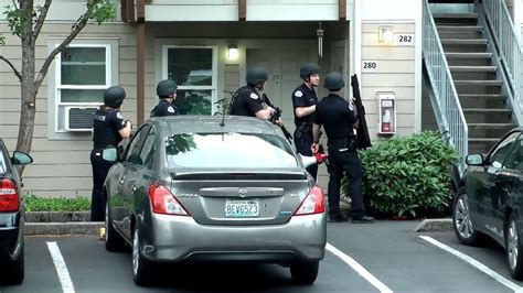 A Lower Columbia SWAT team at the Pointe Apartments complex in Vancouver where a deputy was shot Friday evening, July 23, 2021. (KOIN) At least three suspects were being sought in the area of .... 