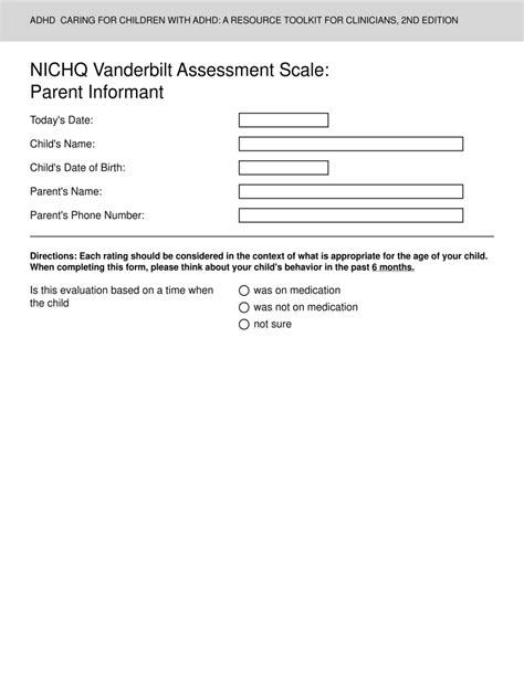 Vanderbilt Assessment Fill Online, Printable, Fillable, Blank pdfFiller