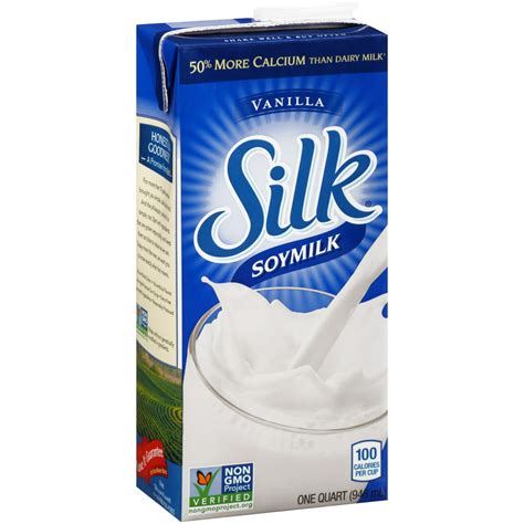 Vanilla soy milk. Soymilk, Vanilla. Flavored with other natural flavor. 6 g protein per serving. 6 g of complete, plant-based protein per serving. Free from: Dairy; Gluten; Carrageenan; Cholesterol; Artificial colors: artificial flavors. Vitamin D to support strong bones. 50% more calcium than dairy milk (Silk vanilla soymilk: 470 mg calcium per cup … 