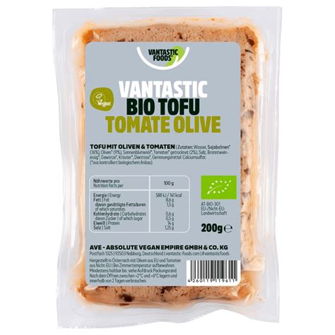 Vantastic foods BIO TOFU Tomate-Olive, 200g • Veganliebe