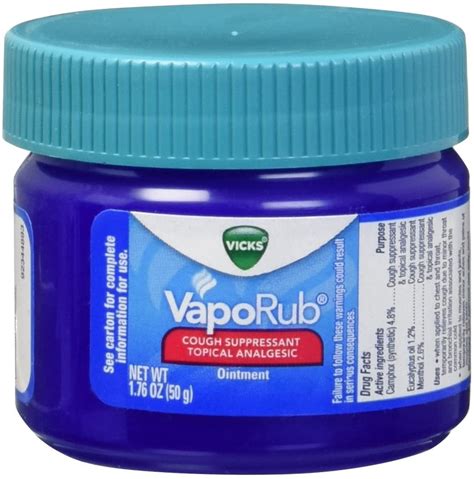 Vaporu - Nov 22, 2004 · Vicks VapoRub is specially formulated with three active cough suppressants: menthol, camphor, and eucalyptus oil. To use, rub a thick layer of the medicated ointment on your chest and throat to temporarily relieve cough due to minor throat and bronchial irritation associated with the common cold. 