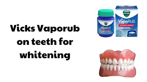 Feb 5, 2024 · A dentist perhaps had a better view and can guide us in the process of whitening the teeth. 1. Not Intended for Ingestion. Vicks Vaporub is a gel-based ointment that comes in a famous blue bottle ....