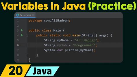 A variable is a container which holds the value while the Java program is executed. A variable is assigned with a data type. Variable is a name of memory location. There are three types of variables in java: local, instance and static. There are two types of data types in Java: primitive and non-primitive..