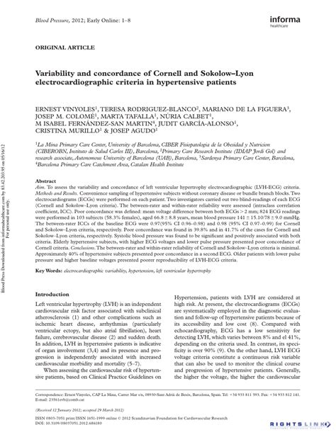 Variability and concordance of Cornell and Sokolow – Lyon ...