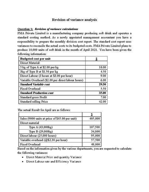 Variance Analysis: Practical Questions and Answers - Finance …