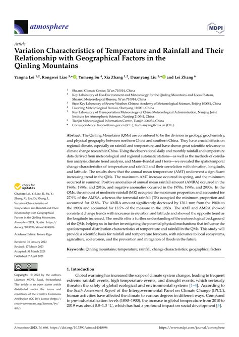 Variation Characteristics of Temperature and Rainfall and Their ...