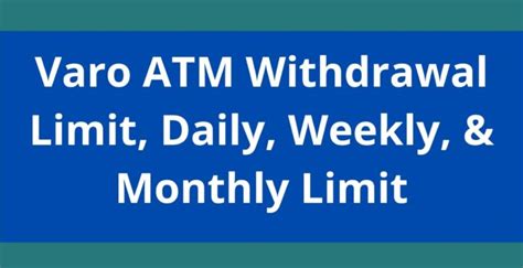 Varo atm limit. Currently, some of the best high-yield savings accounts offer APYs as high as 5.25%, with a few like Newtek Bank or UFB Direct. Compare this to some traditional savings accounts, which offer APYs ... 