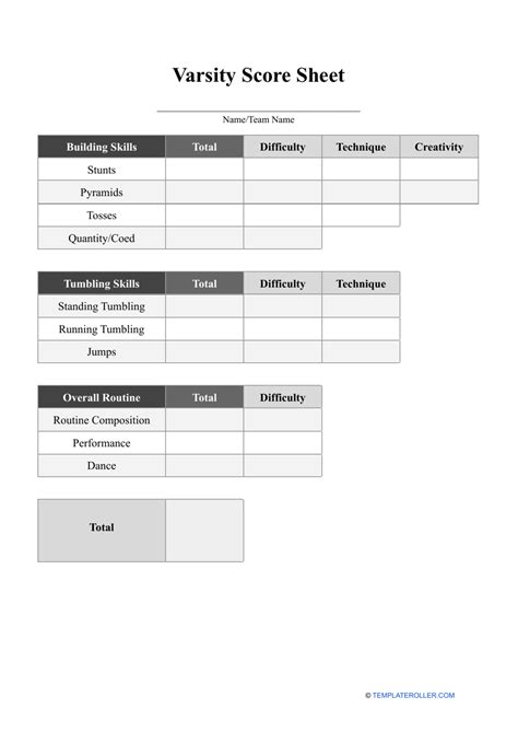 Varsity Score Sheet Form Fill Out and Sign Printable PDF Template