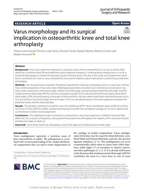 Varus Morphology And Its Surgical Implication In …