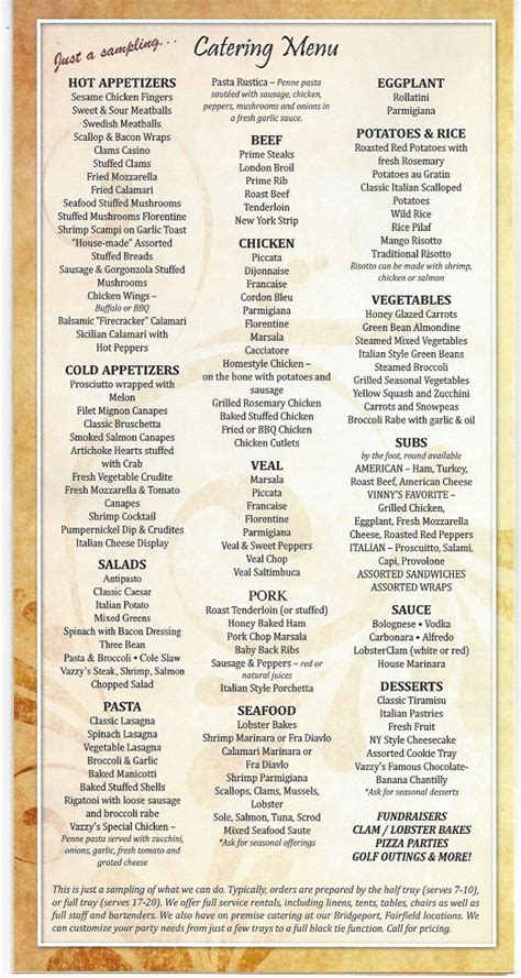 Vazzy's 19th hole menu. We'll be rocking out at Vazzy's 19th Hole (Fairchild Wheeler Golf Course) from 5pm-9pm TONIGHT! It's gonna be a beautiful night. We hope to see you there! 