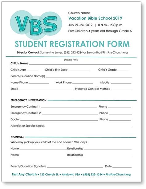 Vbs Registration Forms Template