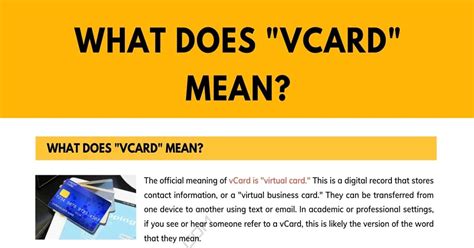 Vcard meaning. Things To Know About Vcard meaning. 