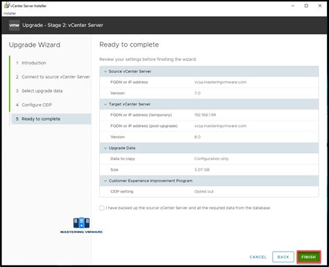 Vcenter upgrade logs.  For scripted installations, upgrades, or migrations, the errors or war...