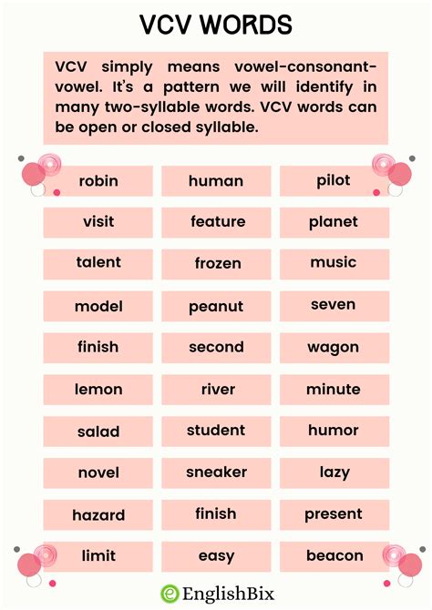 Vcv Pattern Word List