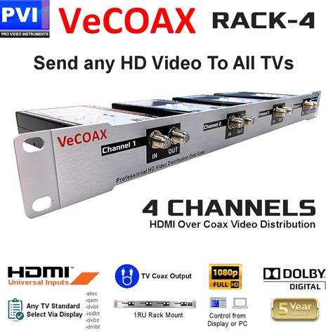 VECOAX ULTRA-4 is a Four channels HDMI Modulator to channels to distribute HD Video Over coax with IP Web Remote Control. $2,490.00. Learn More! VECOAX ULTRA-6 is a Six channels HDMI Modulator to channels to distribute HD Video Over coax with IP Web Remote Control. $3,490.00. . 