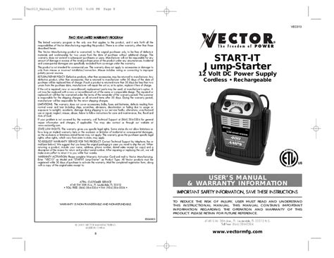 Vector 400 amp jump starter manual. - 2013 mercury 6hp engine user manual.