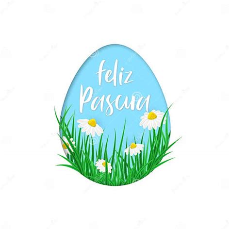Vector Card Happy Easter in Spanish Language into Egg with Flowers
