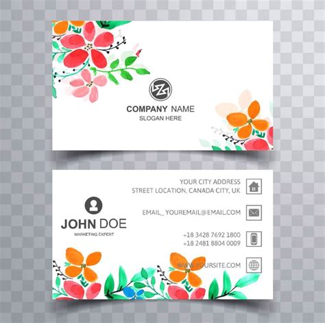 Vector For Free Use Floral Business Card Set