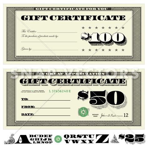 Vector Gift Certificate Template Set Snap Vectors