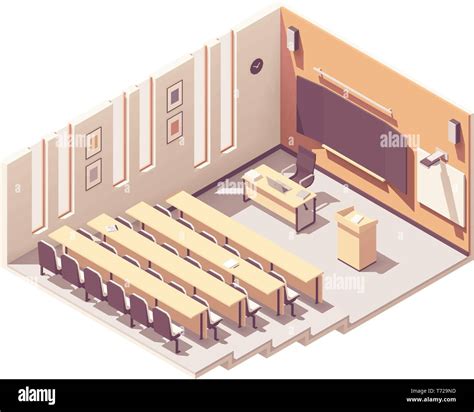Vector Isometric University Lecture Hall Stock Vector Illustration of