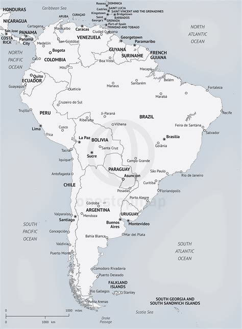 Vector Map South America in Minimalist style One Stop Map