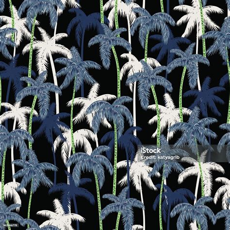 Vector Seamless Palm Tree Pattern Vertical Orientation Stock