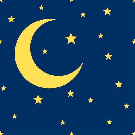 Vector crescent moon and stars seamless pattern By Microvector