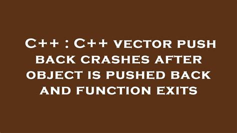 Vector push_back() crashes the program - CodeProject