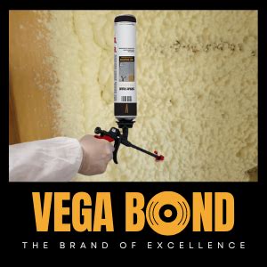 About this item . Vega Bond Spray Foam Insulation is a single component heat and sound insulation foam with R value of 5.66 per inch. Self expanding foam is a professional-grade and with the applicator gun it makes the overhead and crawl space applications even easier