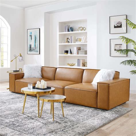 Geo 84" Vegan Leather Sofa. by AllModern. From $1,100.00 $1,500.00 (49) Rated 5 out of 5 stars.49 total votes. FREE White Glove Delivery. FREE White Glove Delivery. Incorporating classic lines with a streamlined silhouette, this Geo 84" Wide Vegan Leather Sofa is the perfect combination of traditional design with a mid …. 