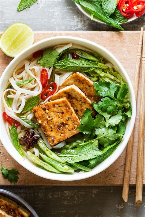 Vegan pho. Learn how to make vegan pho, a Vietnamese dish with shiitake mushrooms, tofu and rice noodles. This recipe is easy, flavorful and gluten-free. You will need vegetable stock, spices, onion, ginger, soy … 