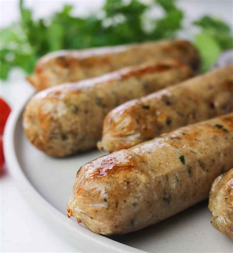 Vegan sausages. How to make Vegan Seitan Sausages. Step 1: Cook onion and garlic until slightly browning. Add fennel and cumin. Step 2: Add all the ingredients in a food processor (except the vital wheat gluten): chickpeas, … 