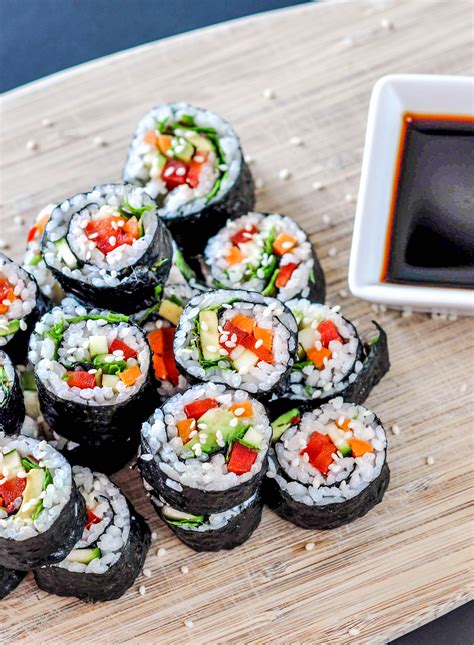 Vegan sushi. Basically, vegan sushi consists of cooked sushi rice soured with rice vinegar layered around a fresh filling of your choice, wrapped in a thin sheet of nori seaweed. For the filling, of course, you can use any vegetables and … 
