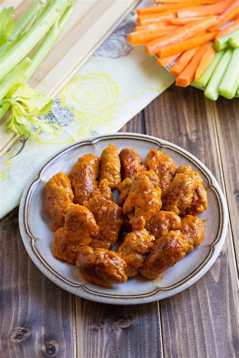 Vegan wings. Add the wings to a steamer and steam for 25 minutes on medium heat, flipping halfway through. Once steamed, remove from heat and allow the wings to cool in the fridge for 45 minutes to an hour. Mix ingredients together until smooth. Once the vegan wings have cooled, add the wings into a large pan on medium … 