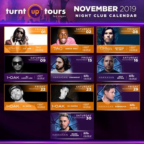 Vegas Club Calendar